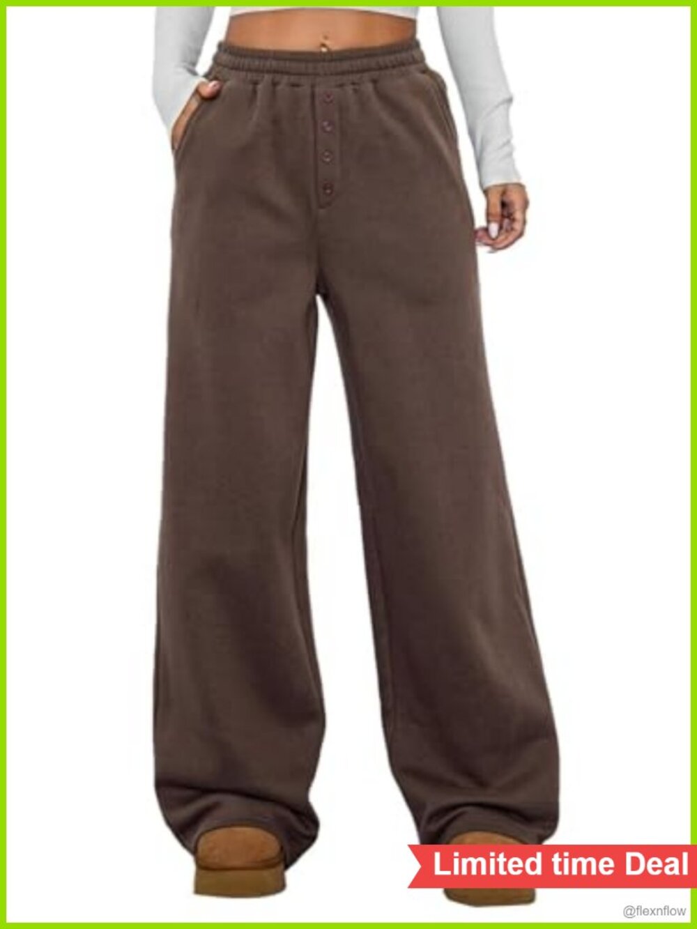 Wide Leg Fleece Sweatpants High Waist Drawstring Pockets Women